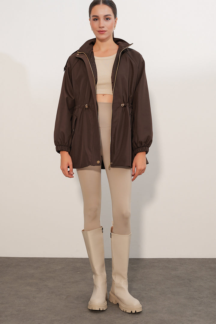 Bigdart Veste à taille froncée pour femme Marron - Marron