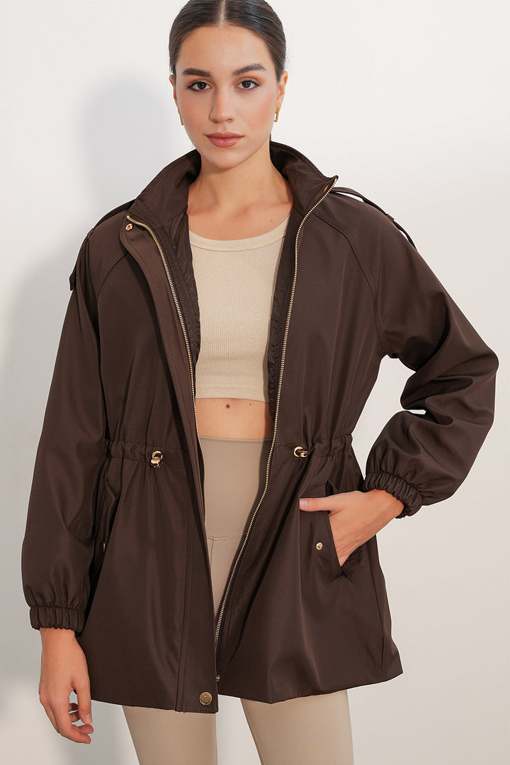Bigdart Veste à taille froncée pour femme Marron - Marron