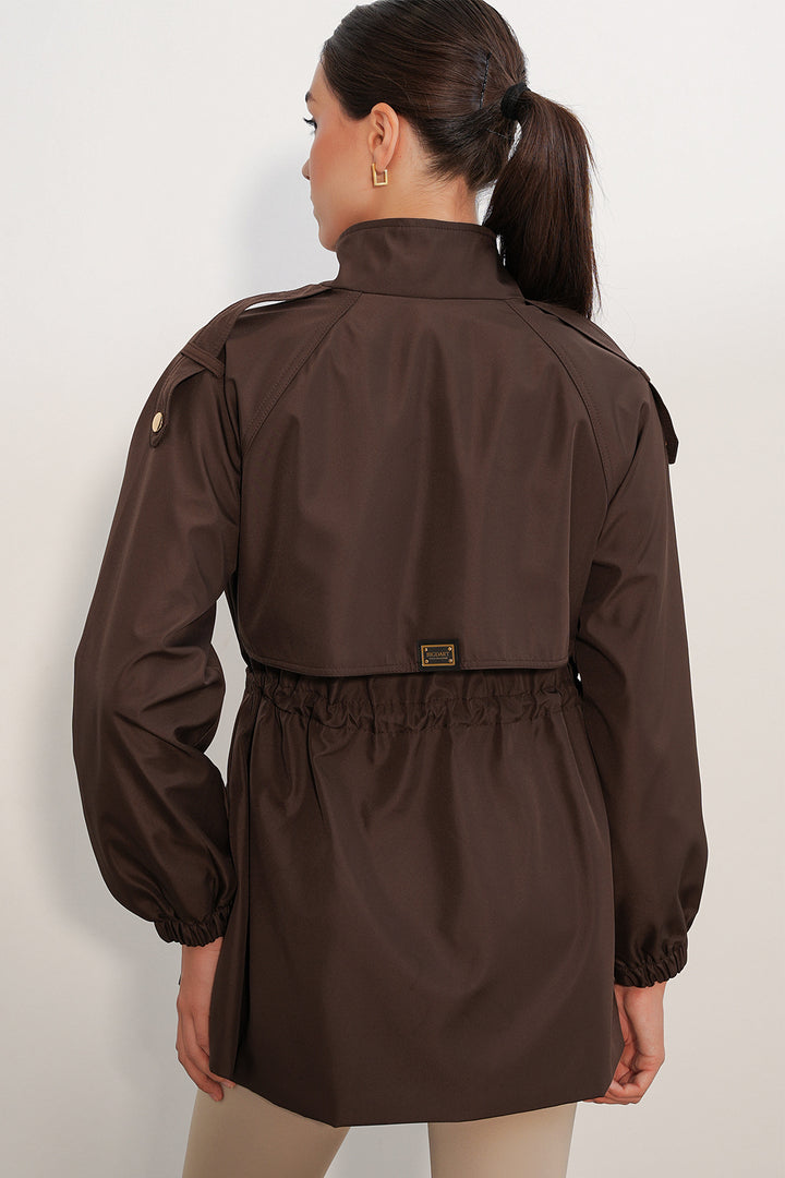 Bigdart Veste à taille froncée pour femme Marron - Marron