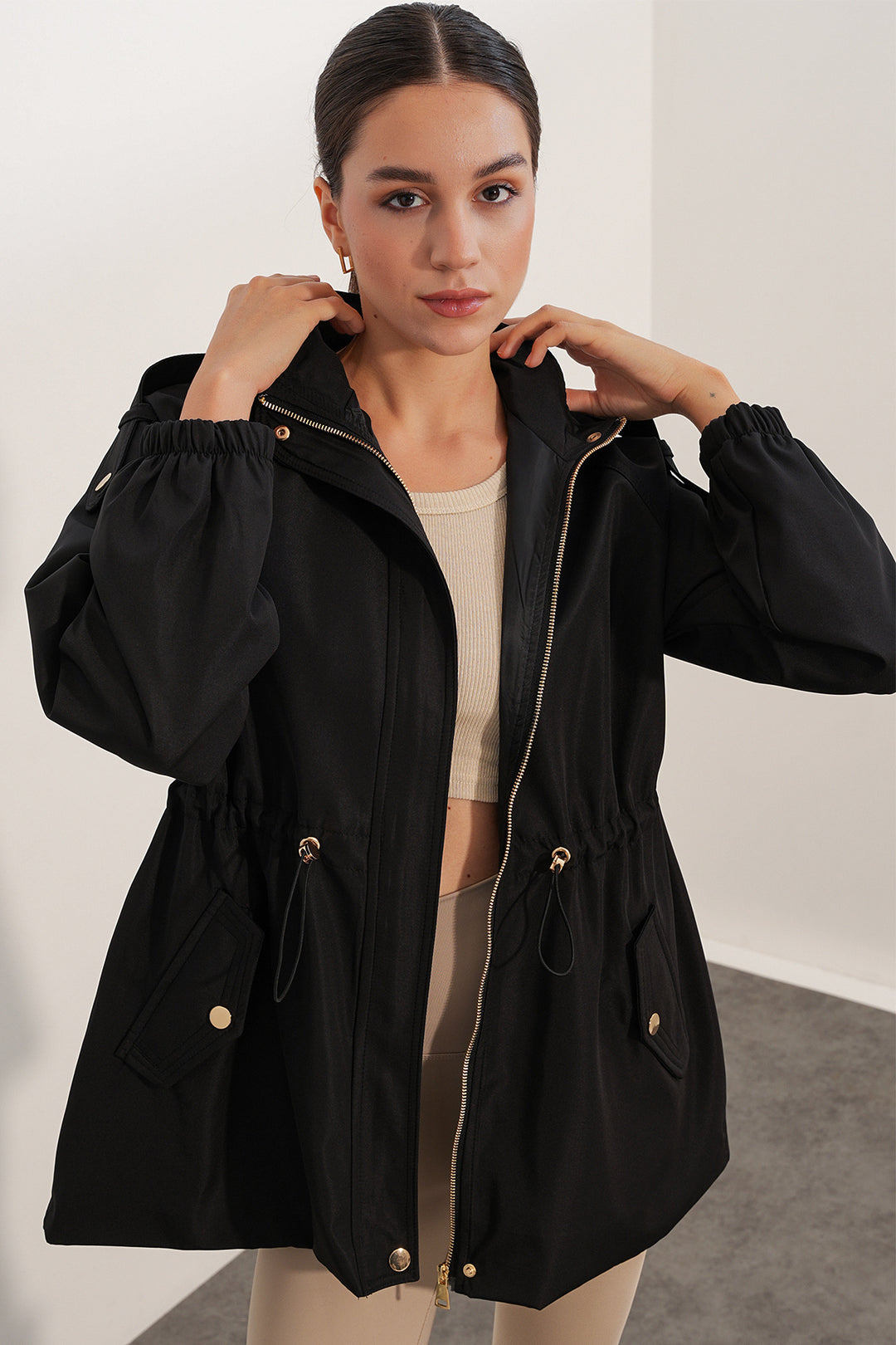 Bigdart 10322 Veste Femme à Taille Froncée - Noir