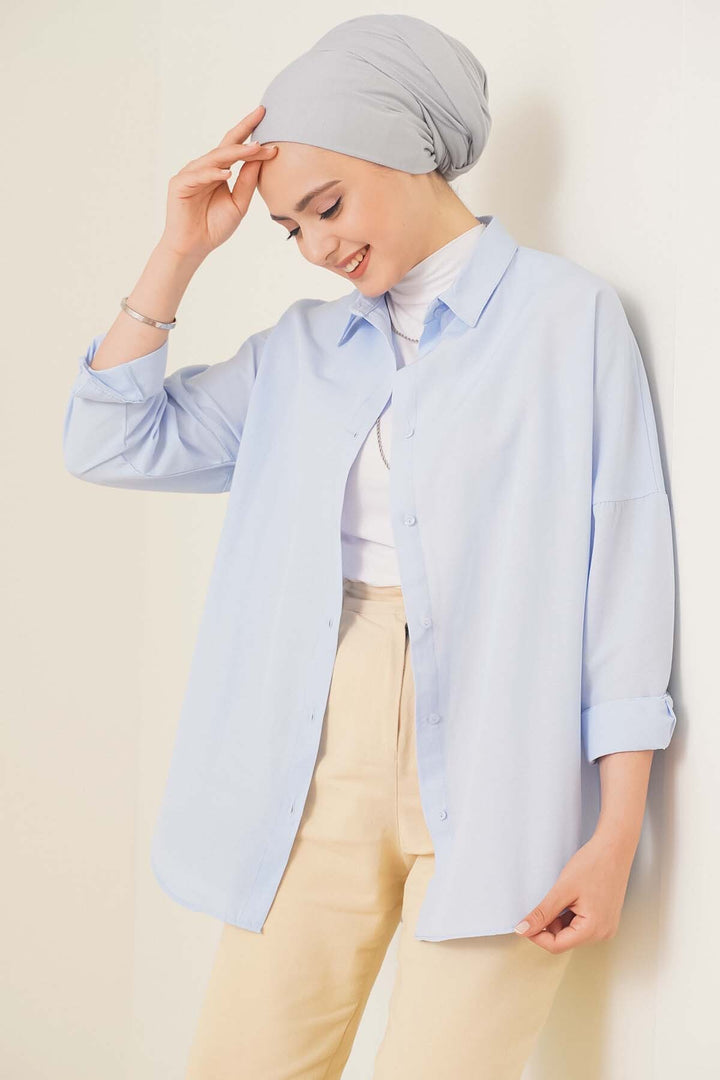 Bigdart 103901 Chemise Basique Modeste Oversize - Bleu Clair