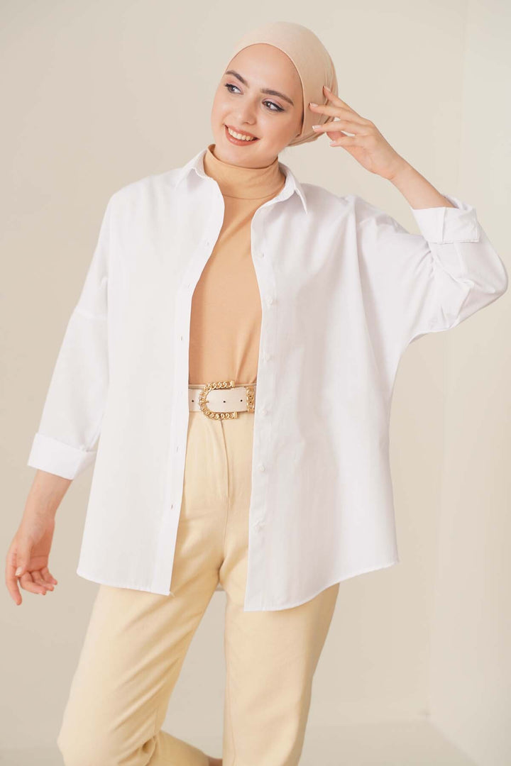 Bigdart 103901 Chemise Oversize Basique - Blanc