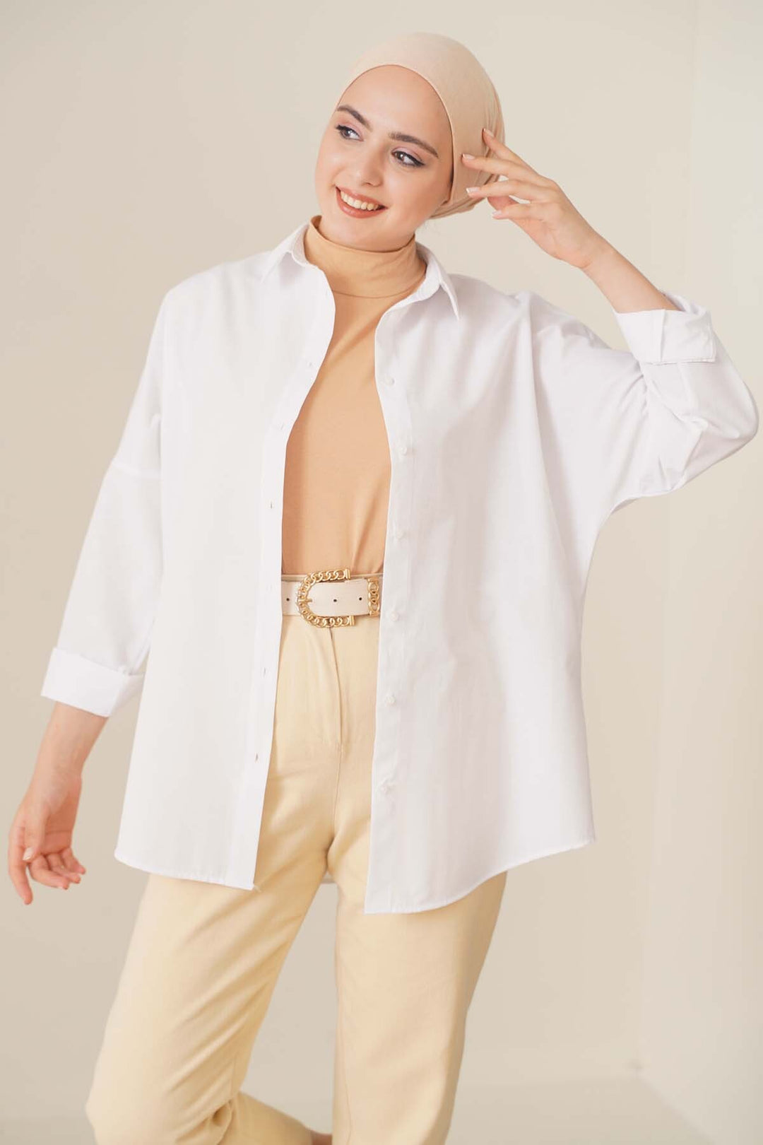 Bigdart 103901 Chemise Modeste Basique Oversize - Blanc