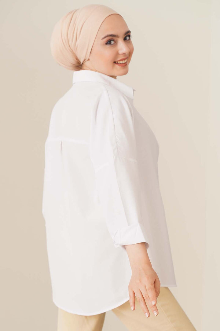 Bigdart 103901 Chemise Modeste Basique Oversize - Blanc