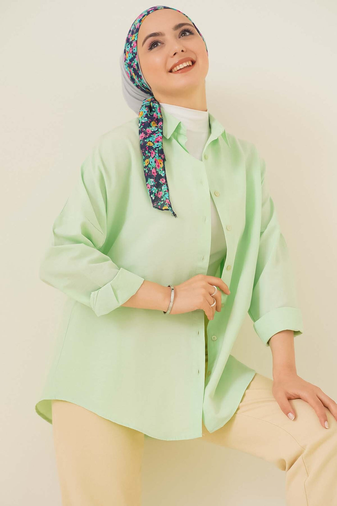 Bigdart 103901 Chemise Basique Modeste Oversize - Vert Clair
