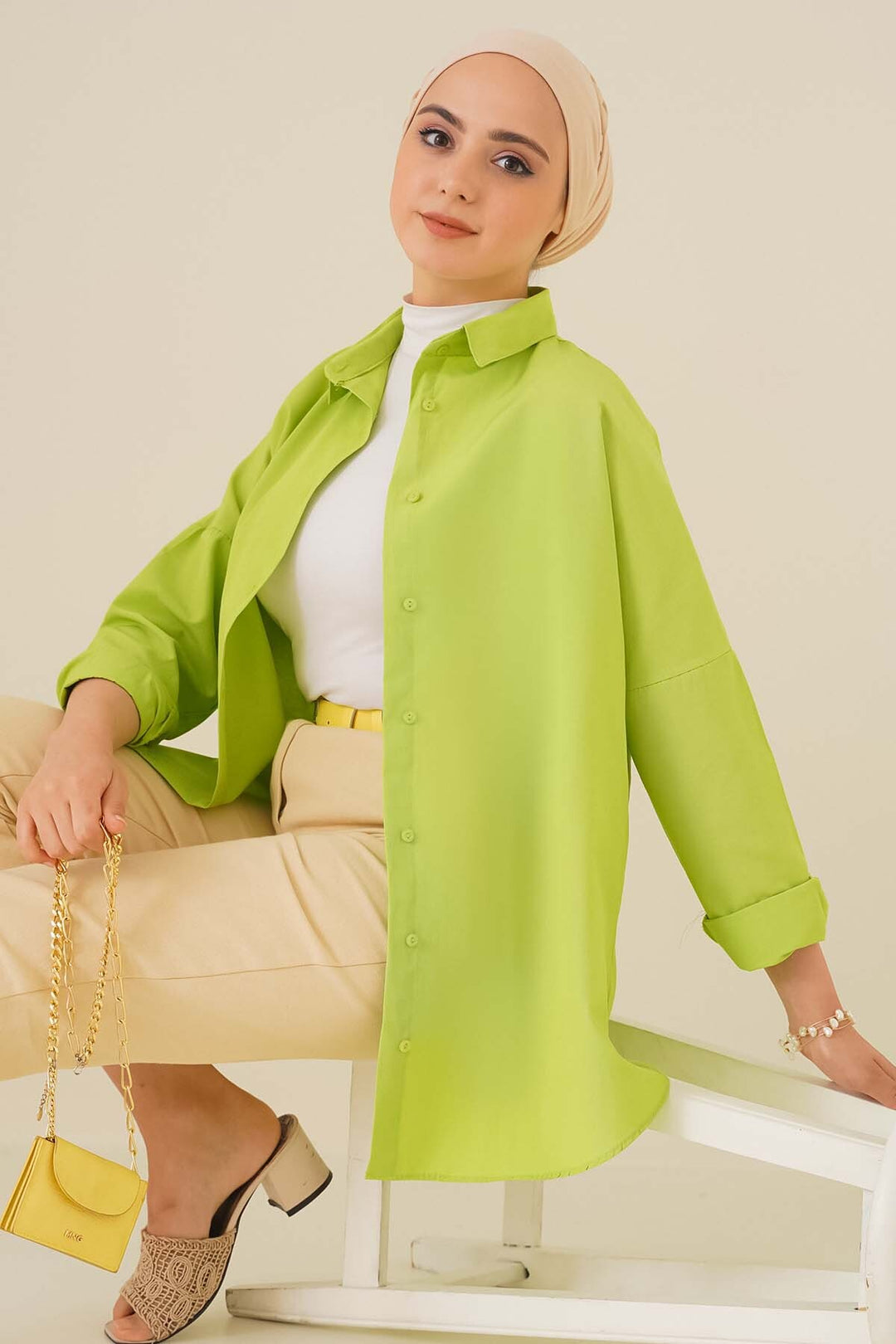 Bigdart 103901 Chemise Basique Modeste Oversize - Vert Foncé
