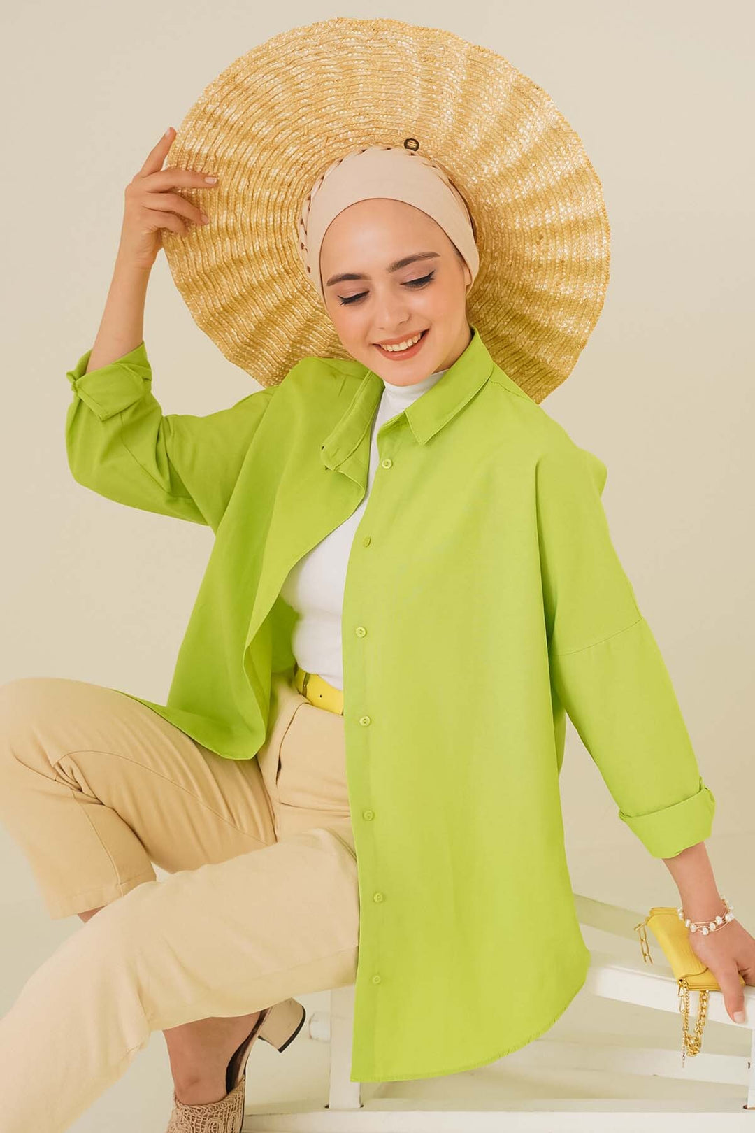 Bigdart 103901 Chemise Basique Modeste Oversize - Vert Foncé