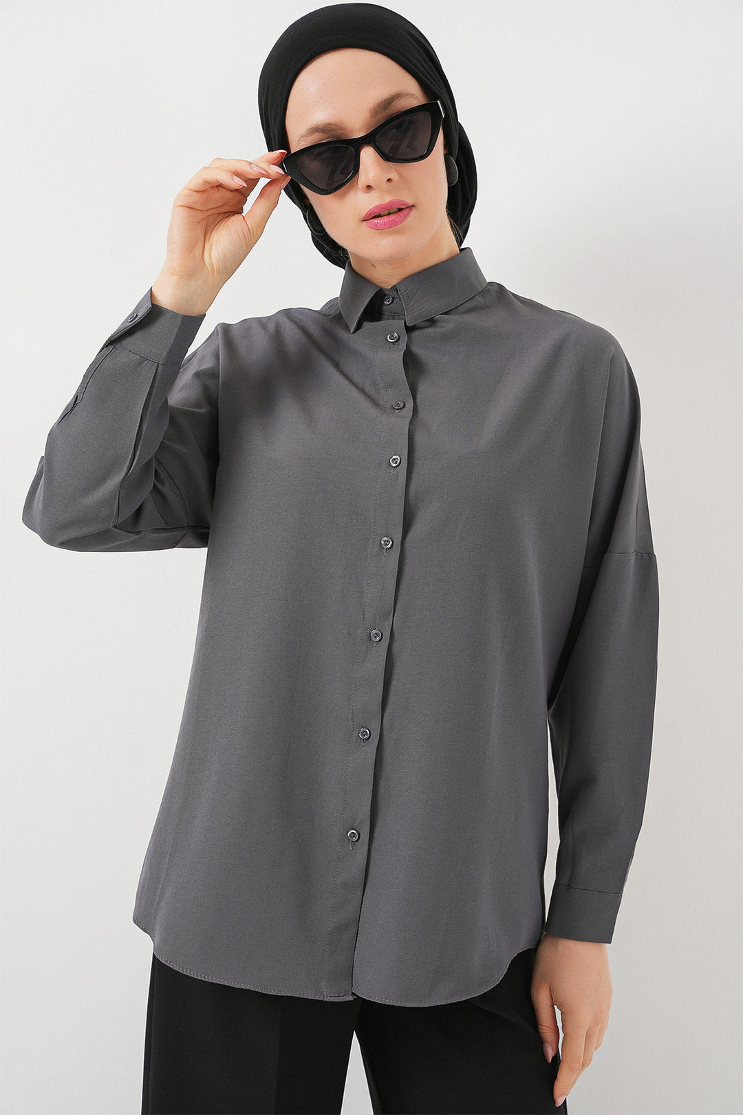 Bigdart Chemise basique oversize modeste 103901 - Gris