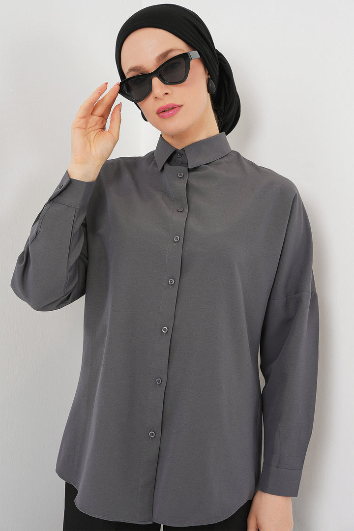 Bigdart 103901 Chemise de modestie basique oversize - Gris