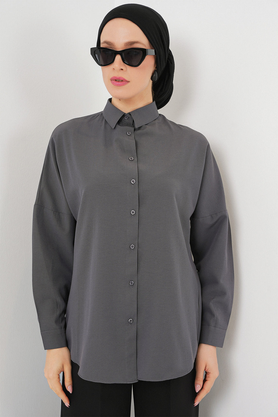Bigdart 103901 Chemise de modestie basique oversize - Gris