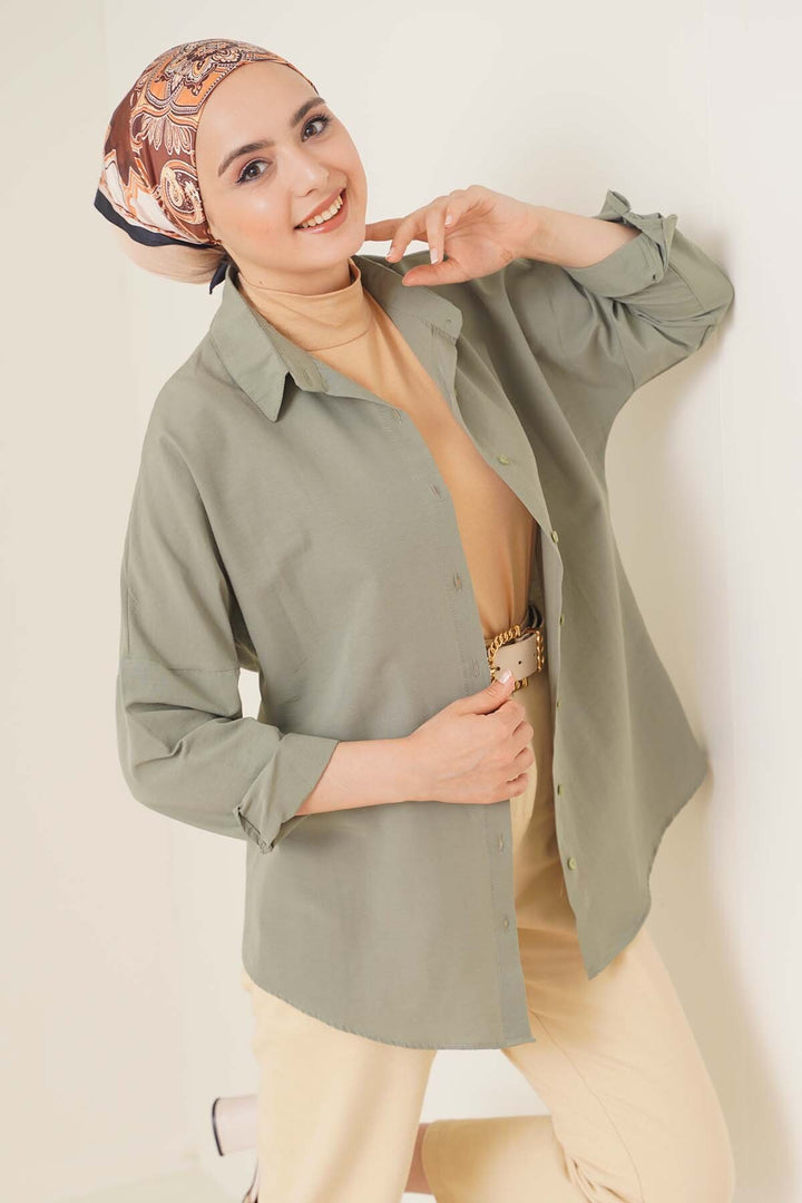 Bigdart Chemise Basique Oversize de Prêt-à-Porter 103901 - Kaki