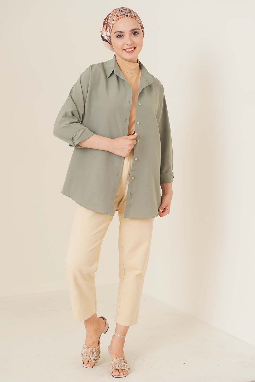 Bigdart Chemise Basique Oversize de Prêt-à-Porter 103901 - Kaki