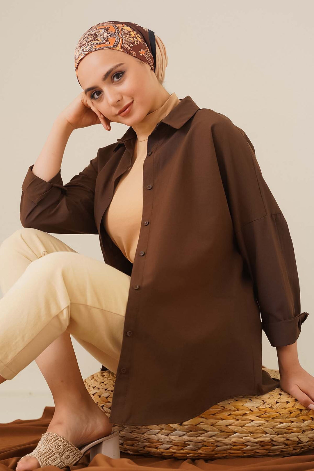 Bigdart 103901 Chemise Oversize Basique - Marron