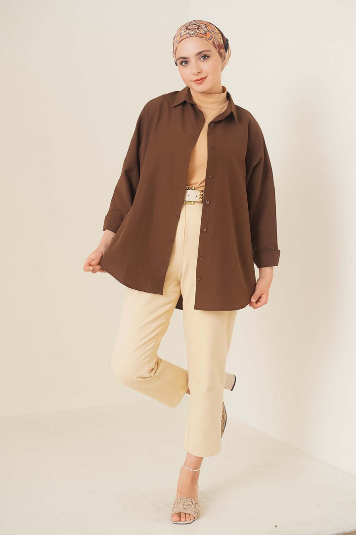 Bigdart Chemise de base oversize 103901 - Marron