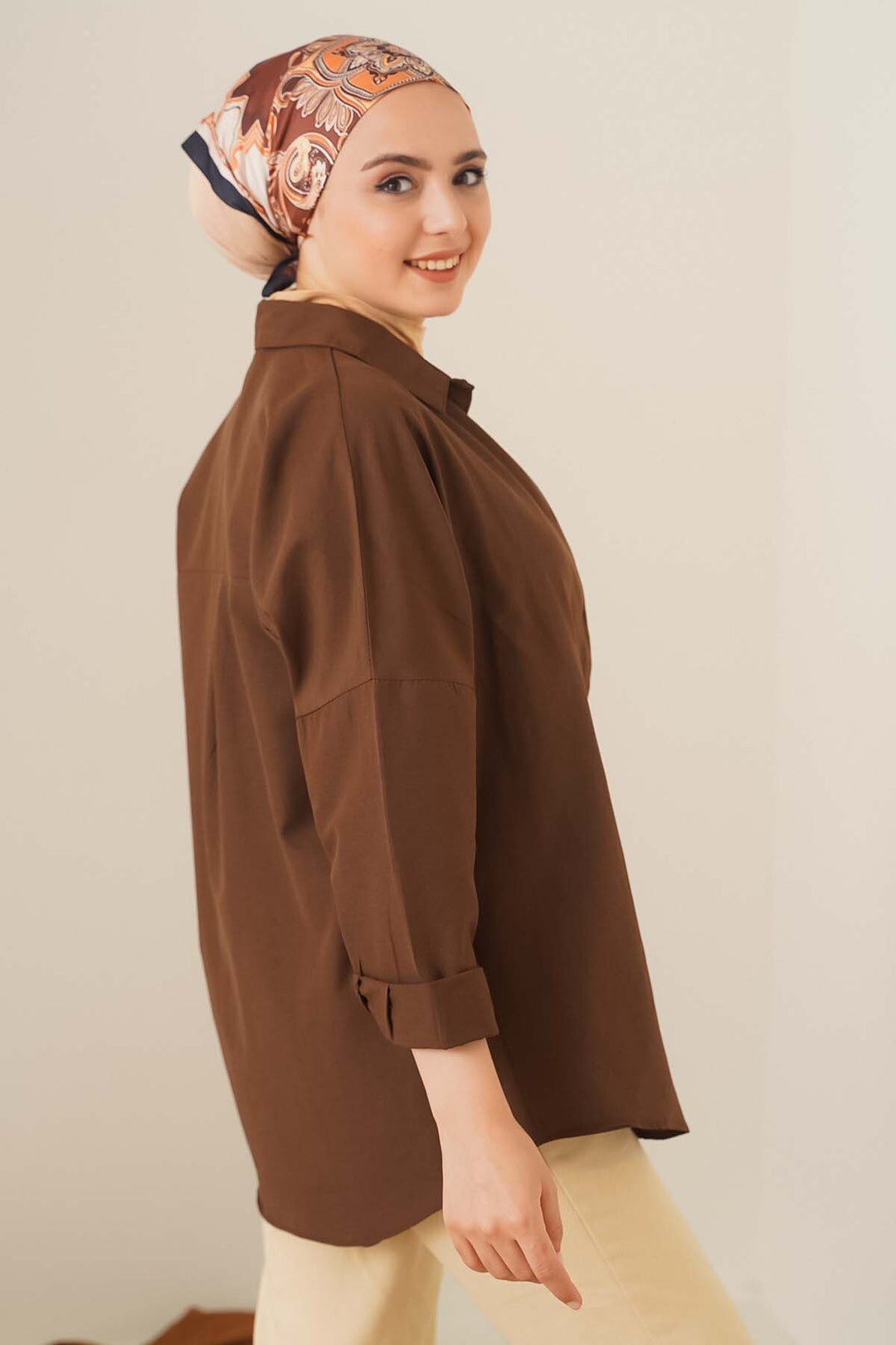 Bigdart Chemise de base oversize 103901 - Marron