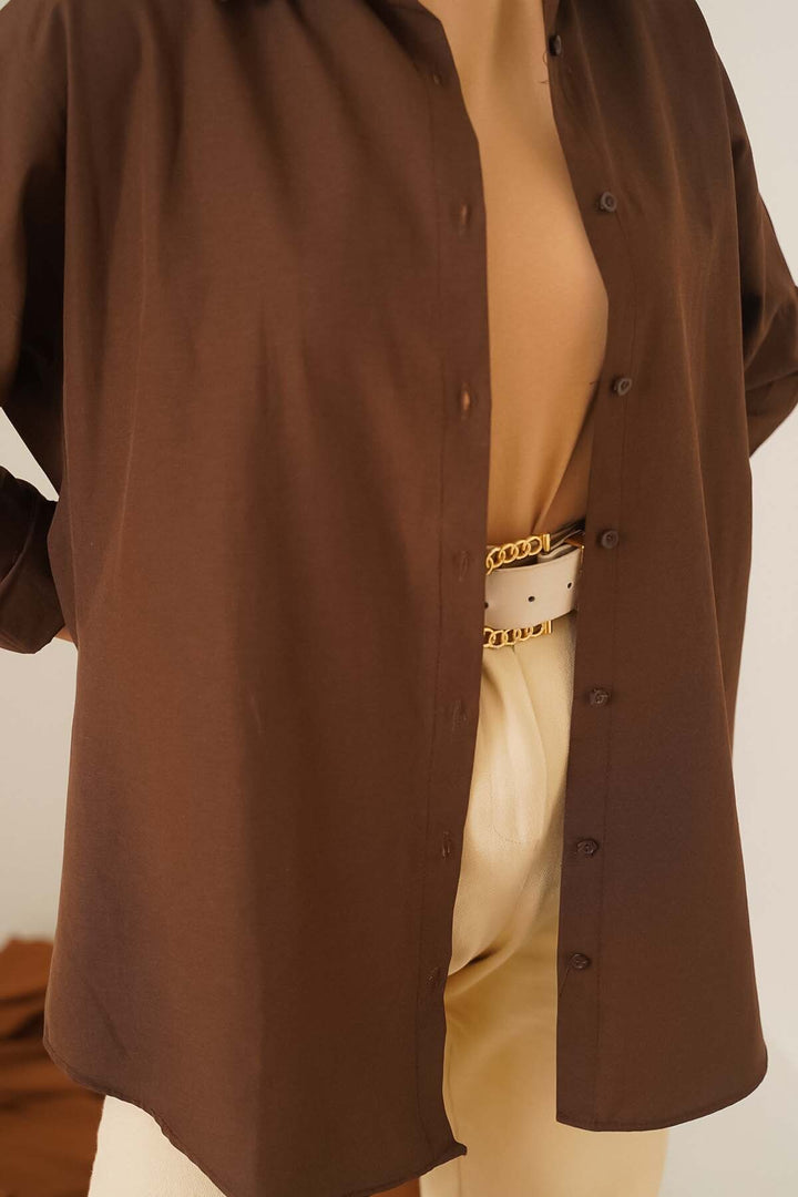 Bigdart Chemise de base oversize 103901 - Marron