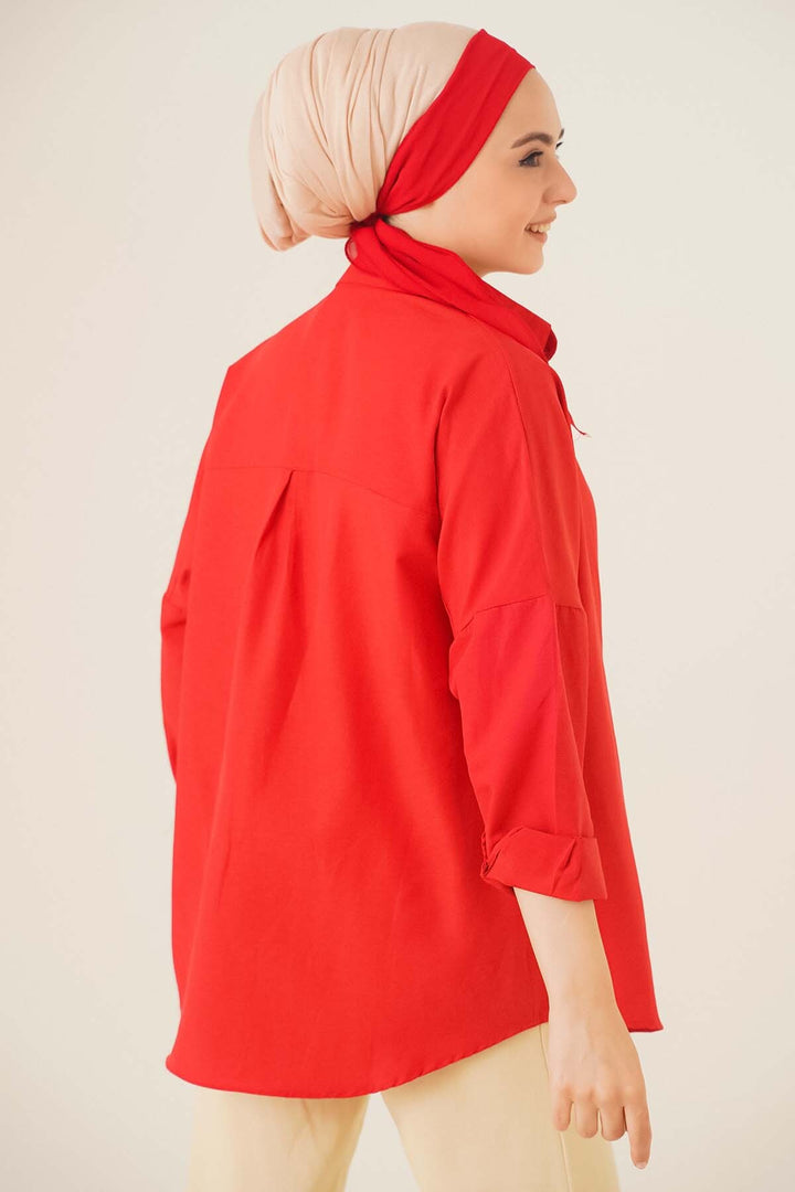 Bigdart 103901 Chemise Tesettür Basique Oversize - Rouge