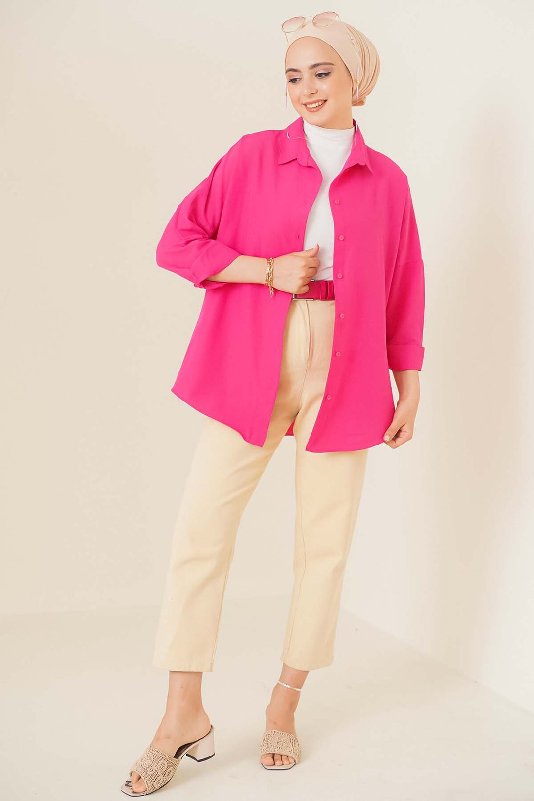 Bigdart Chemise basique oversize de mode 103901 - Foncé Rose