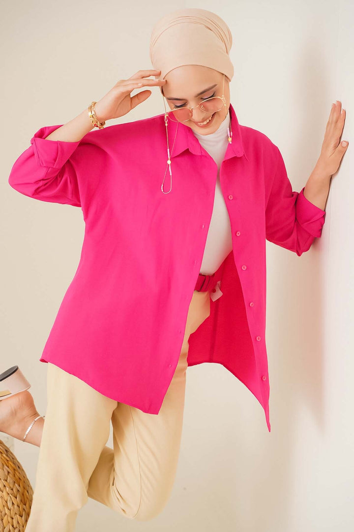 Bigdart Chemise basique oversize de mode 103901 - Foncé Rose