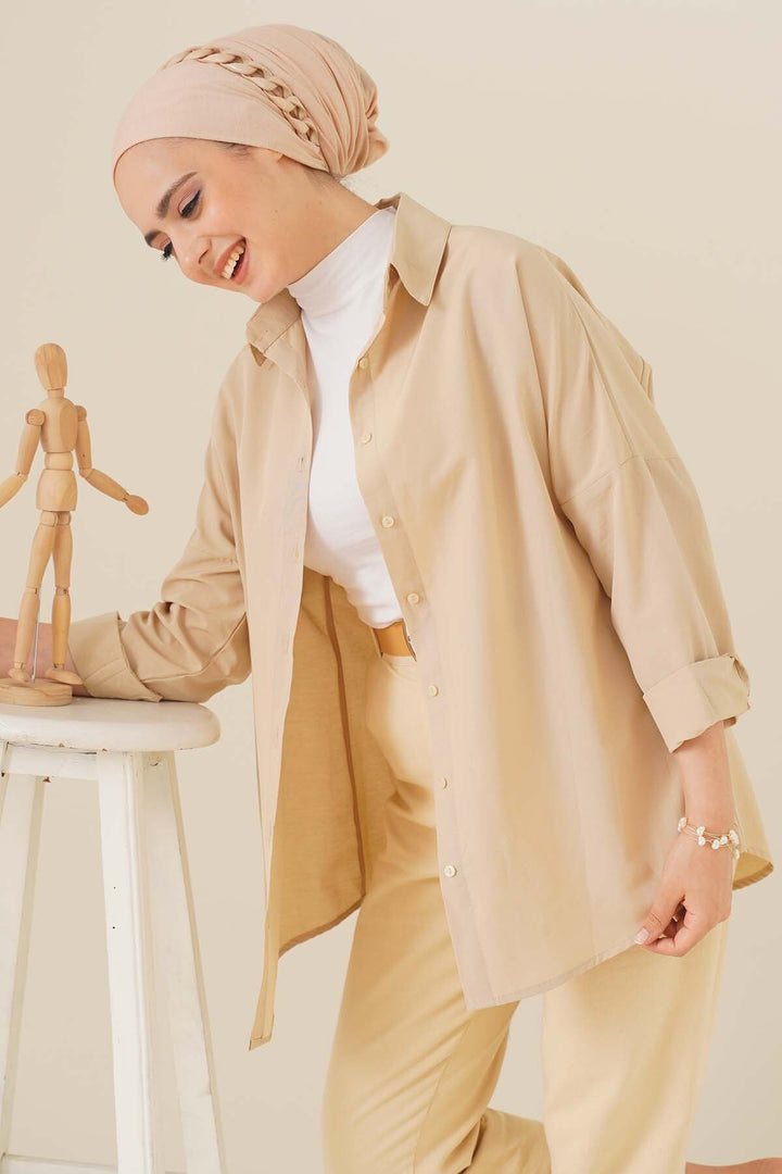 Bigdart 103901 Chemise de base oversize - Crème