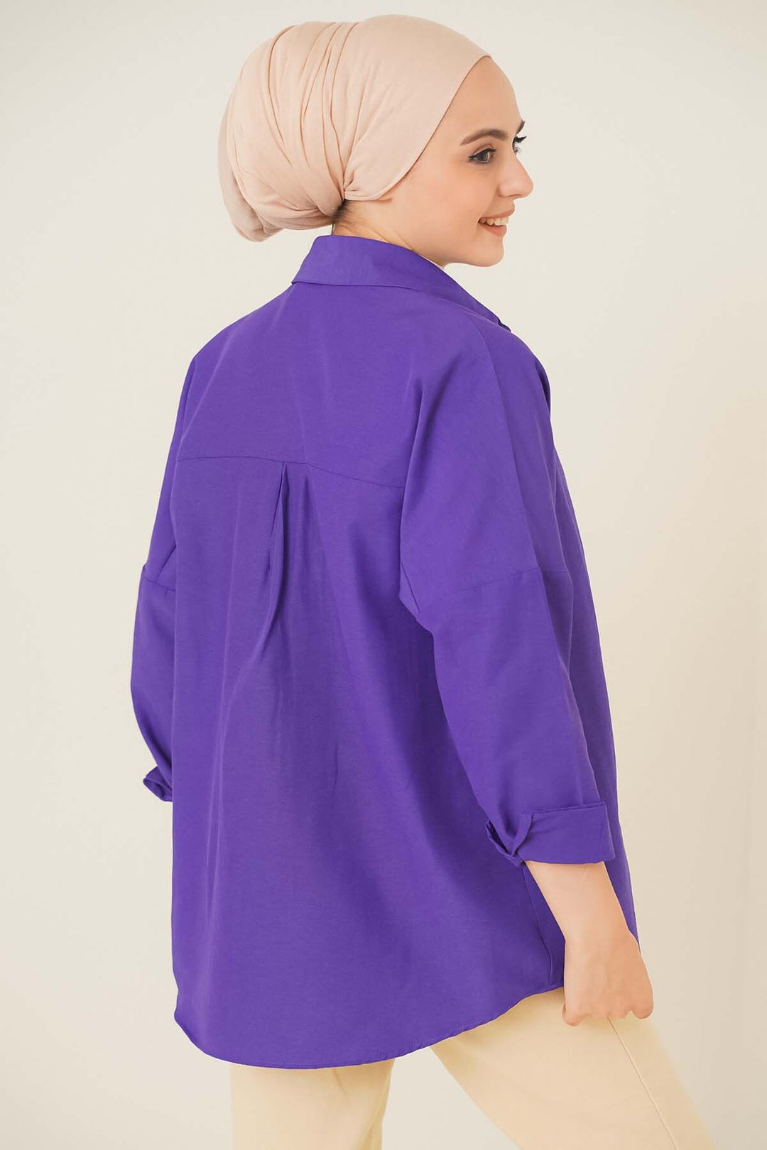 Bigdart 103901 Chemise Tesettür Basique Oversize - Violet