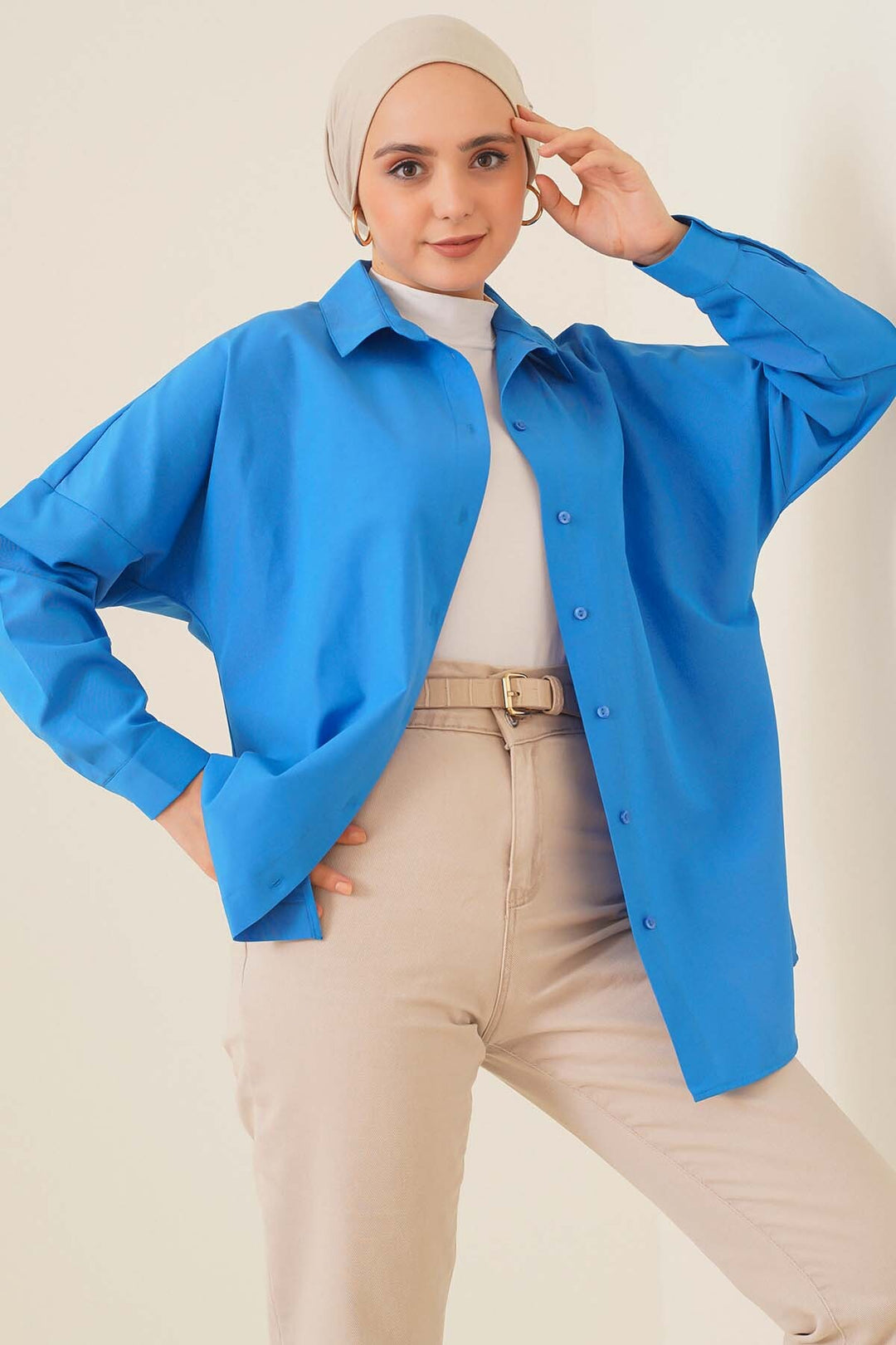 Bigdart Chemisier modeste basique oversize 103901 - Bleu roi