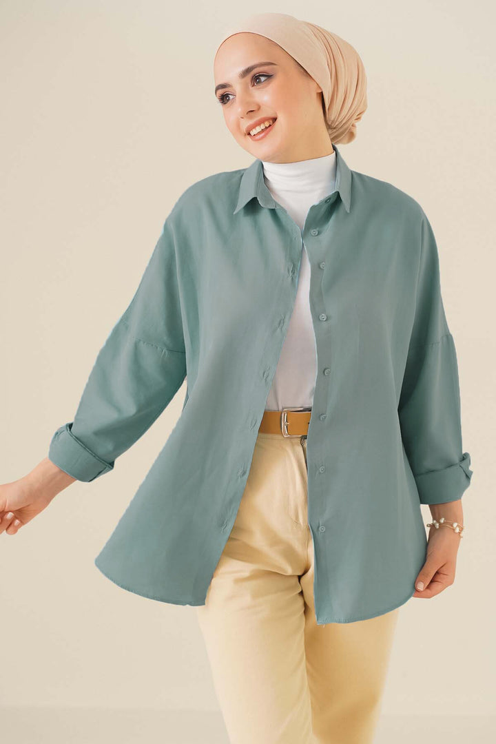 Bigdart 103901 Chemise Basique Modeste Oversize - Vert d'Eau