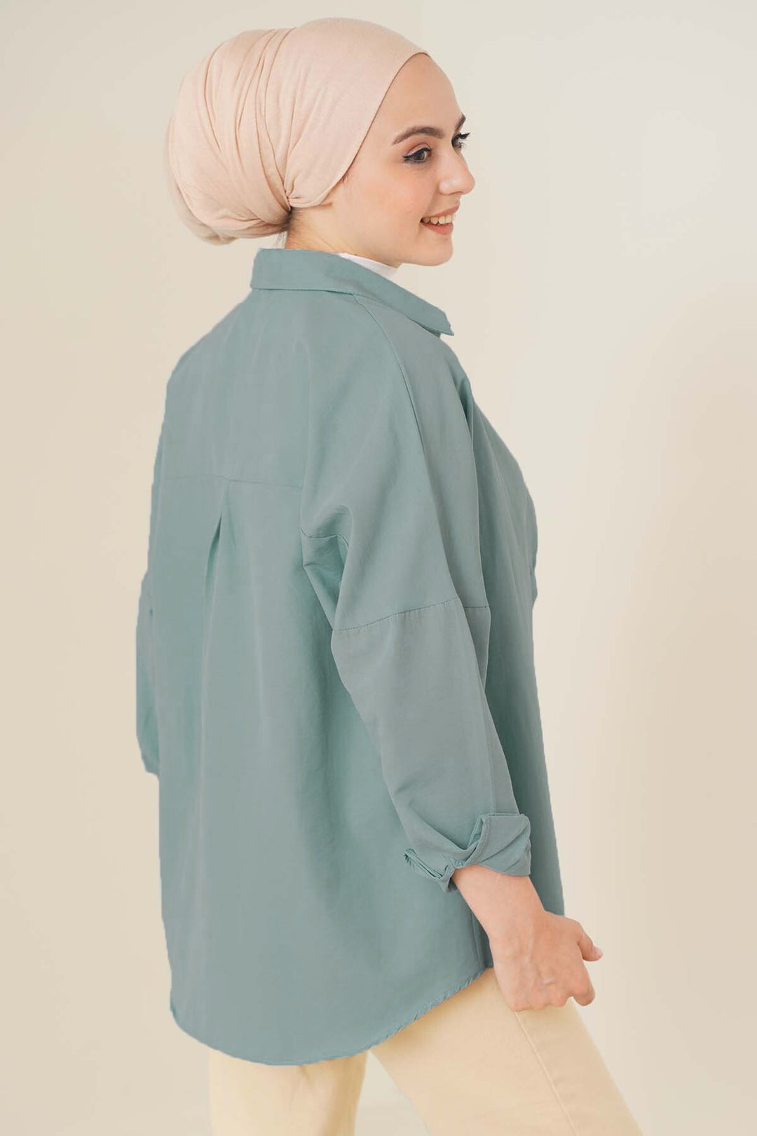 Bigdart 103901 Chemise Basique Modeste Oversize - Vert d'Eau