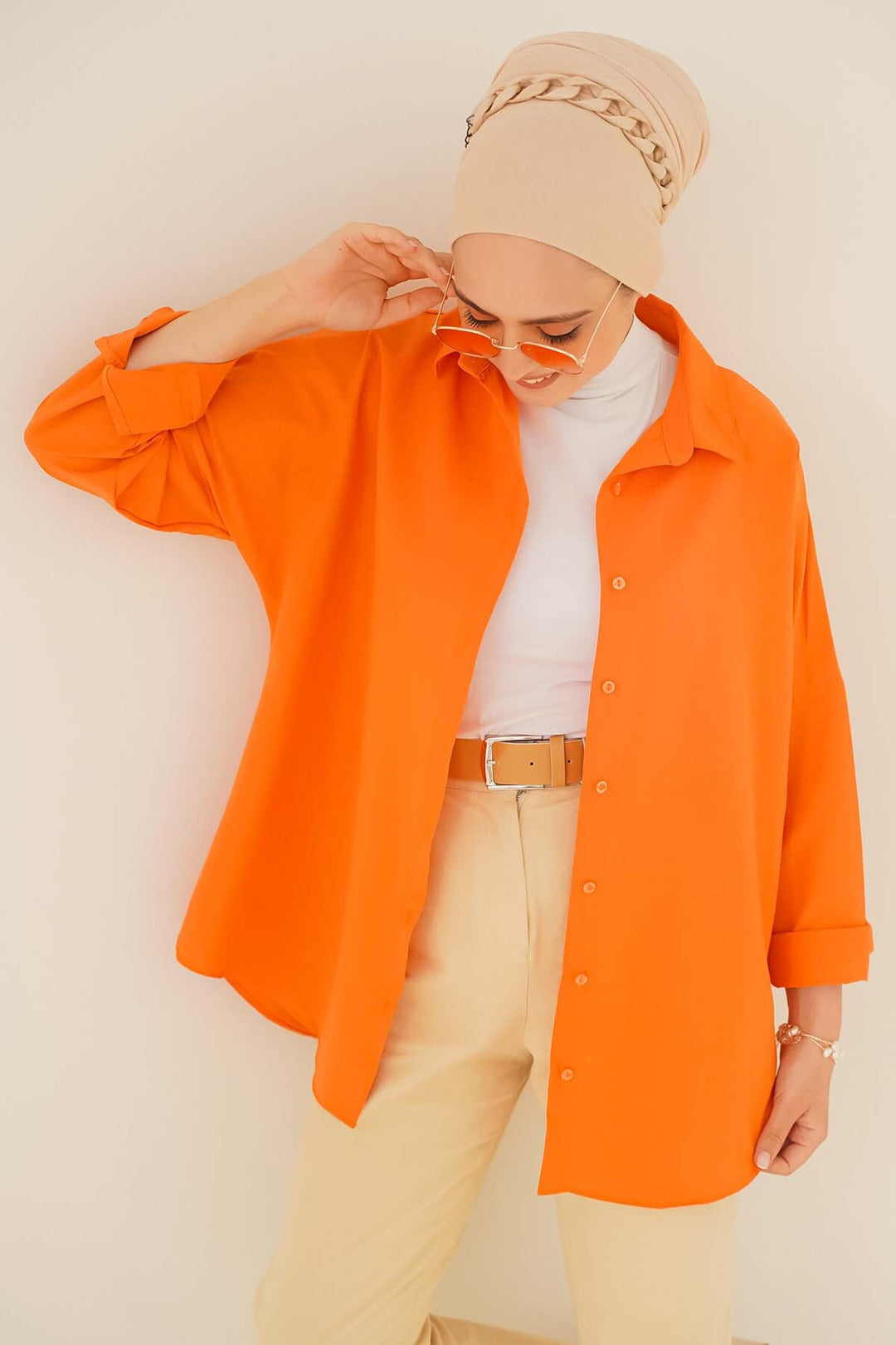 Bigdart 103901 Chemise Oversize Basique - Orange