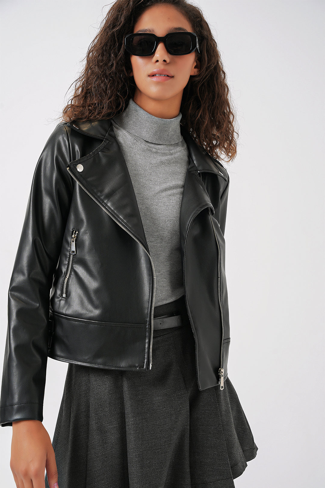 Bigdart Veste en simili cuir pour femme 1044 - Noir