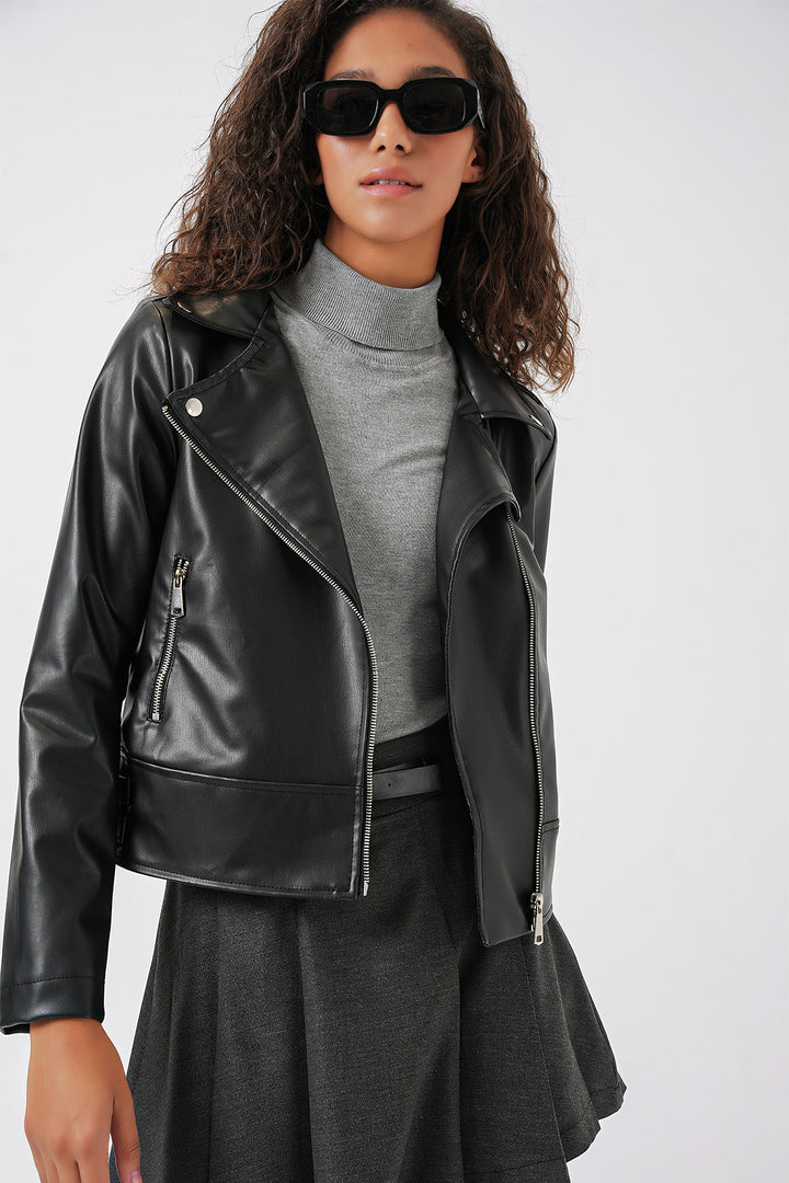 Bigdart Veste en simili cuir pour femme 1044 - Noir