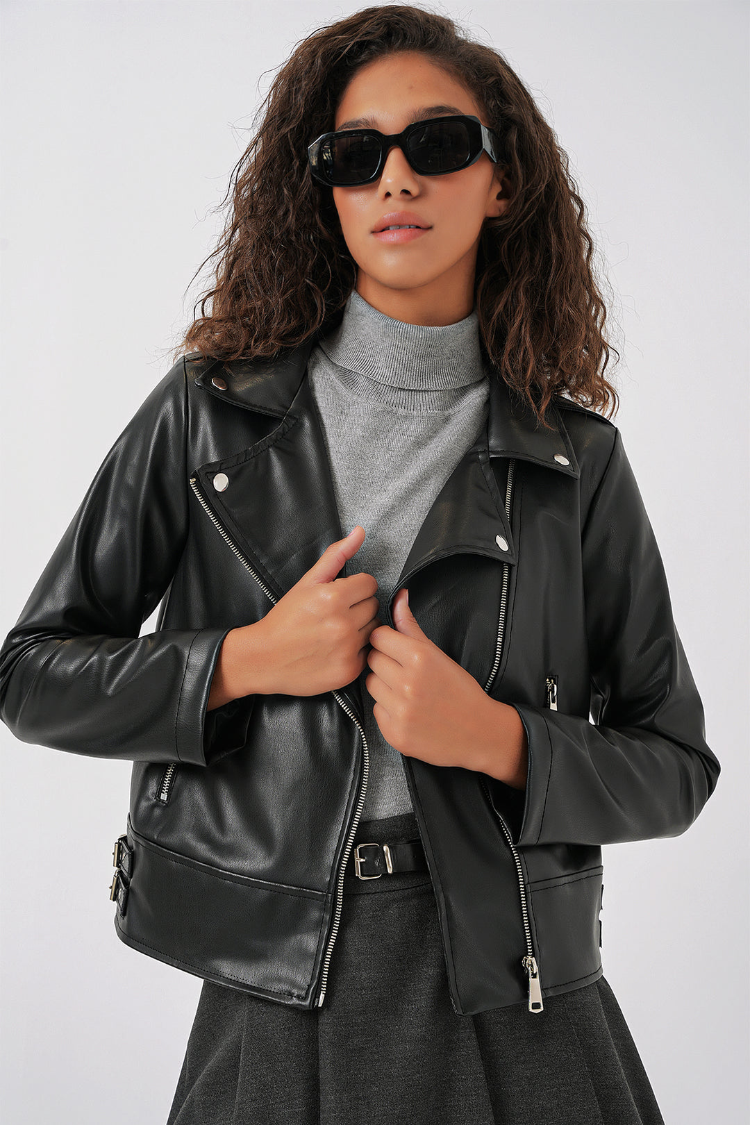 Bigdart Veste en simili cuir pour femme 1044 - Noir