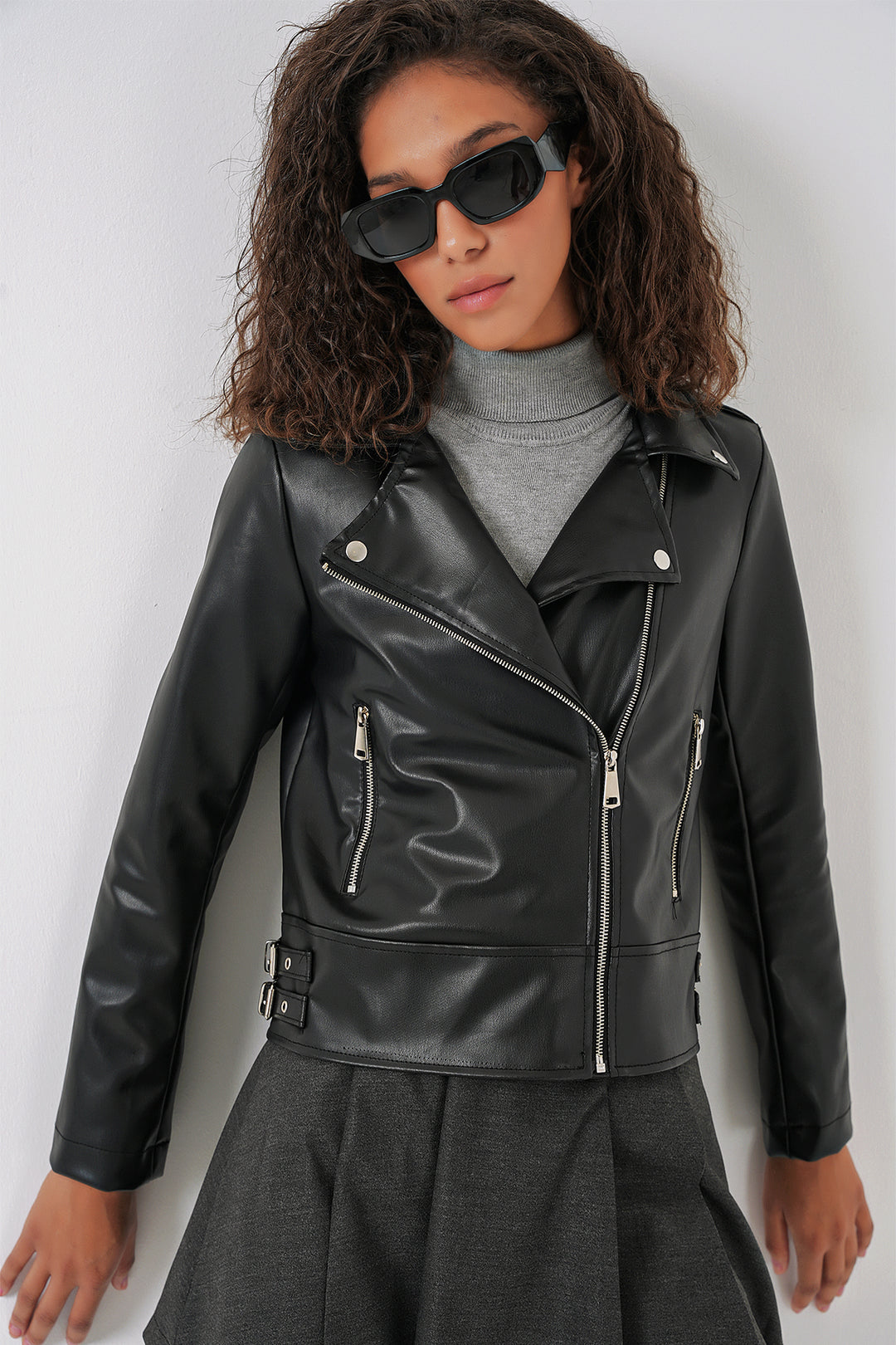 Bigdart Veste en simili cuir pour femme 1044 - Noir
