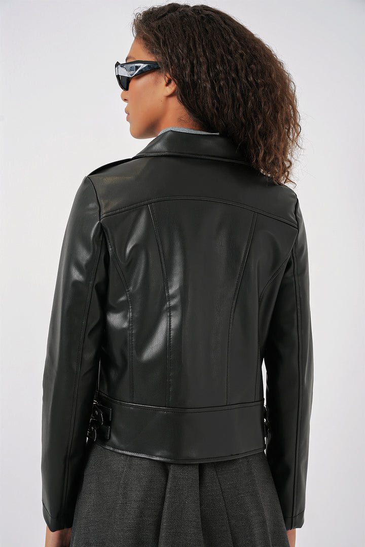 Bigdart Veste en simili cuir pour femme 1044 - Noir