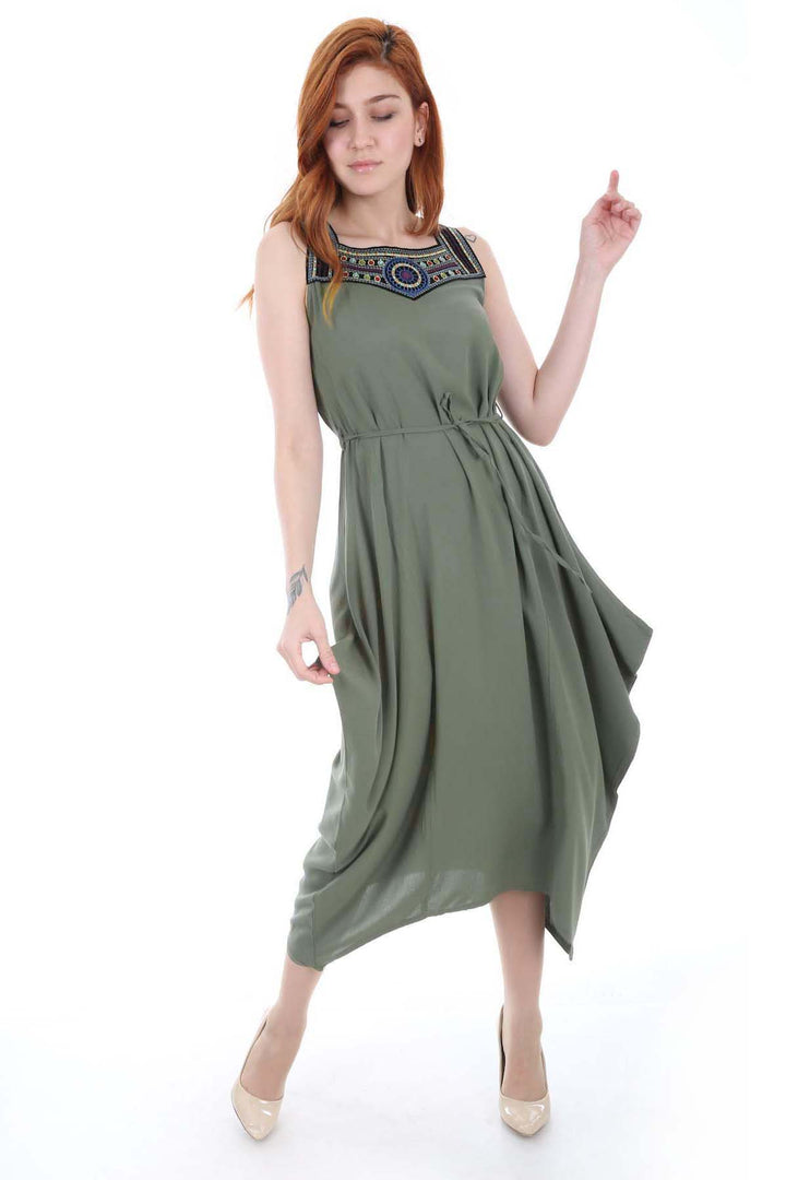 Bigdart Robe brodée 1512 - Kaki
