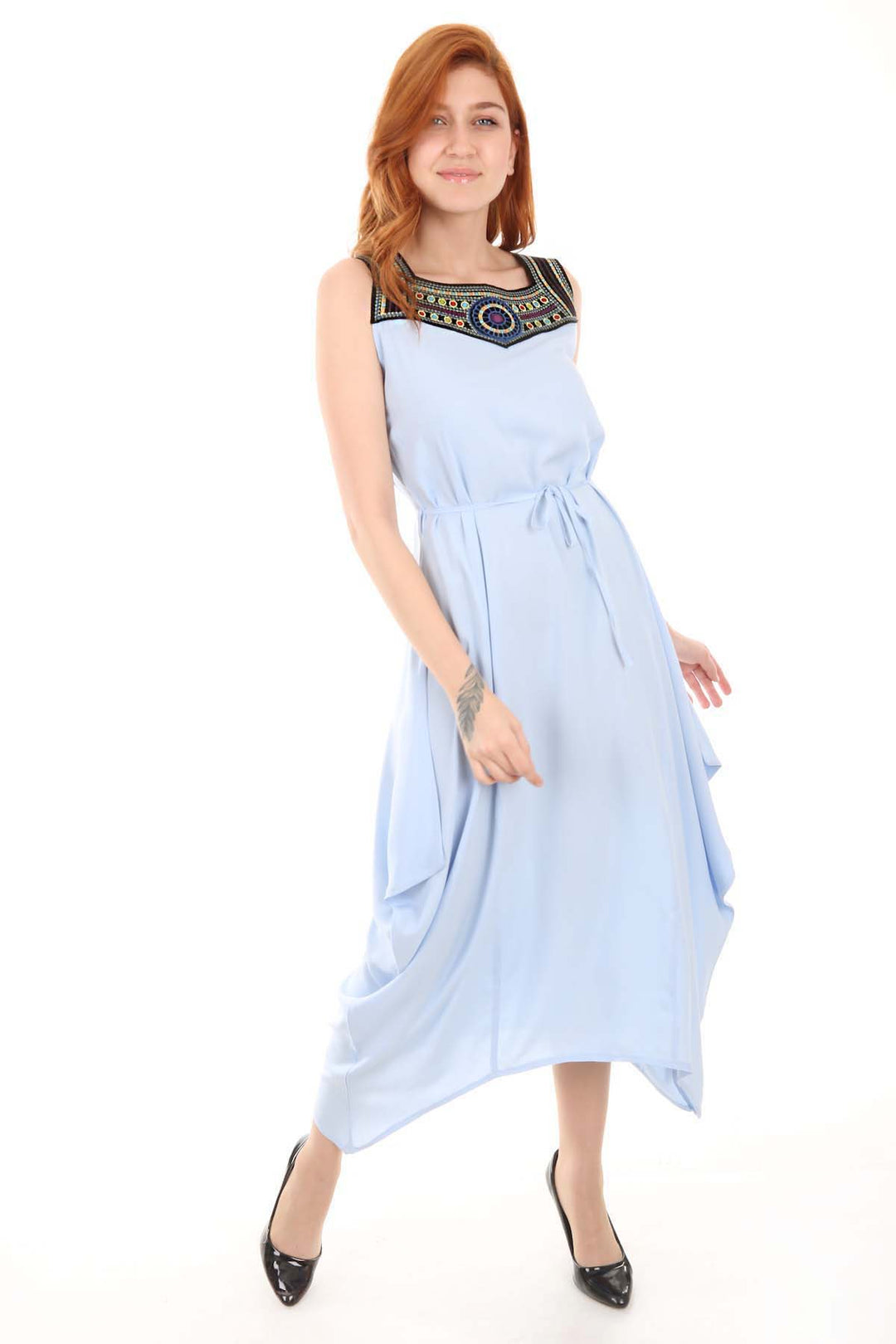 Bigdart Robe brodée sur le devant 1512 - Bleu