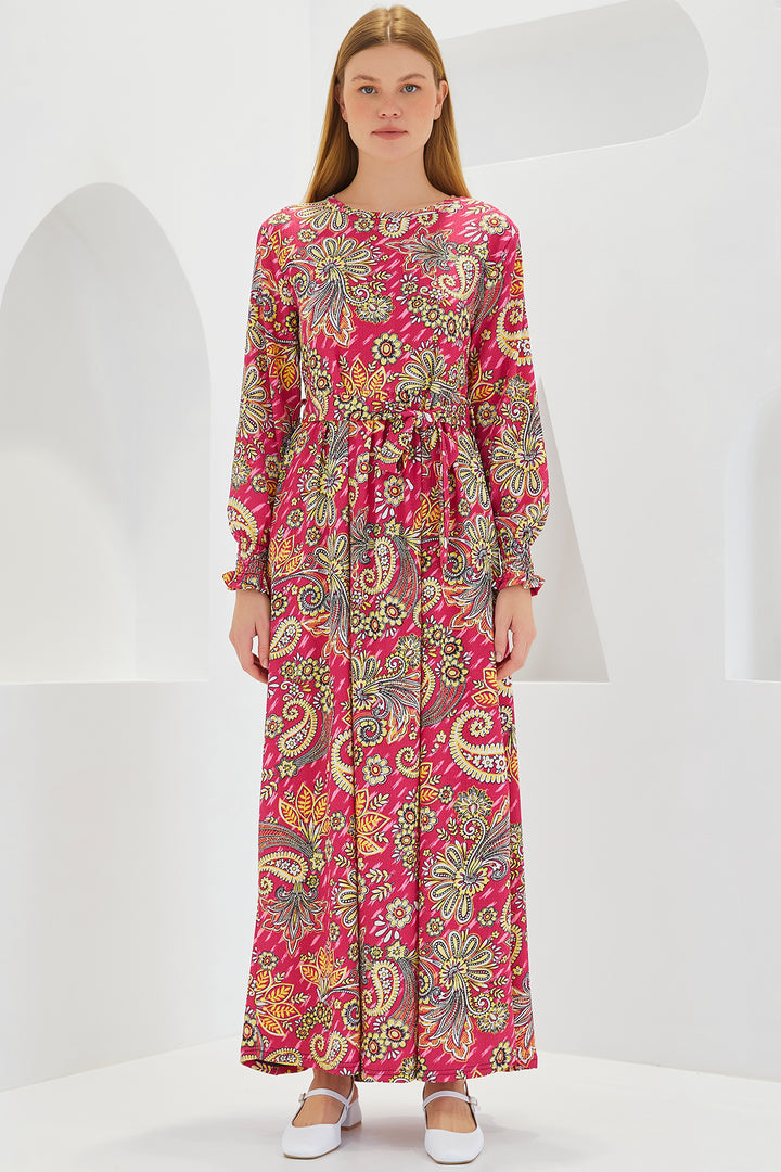 Bigdart Robe de Mode en Tricot à Fleurs Roses Femme 1525 - Foncé Rose