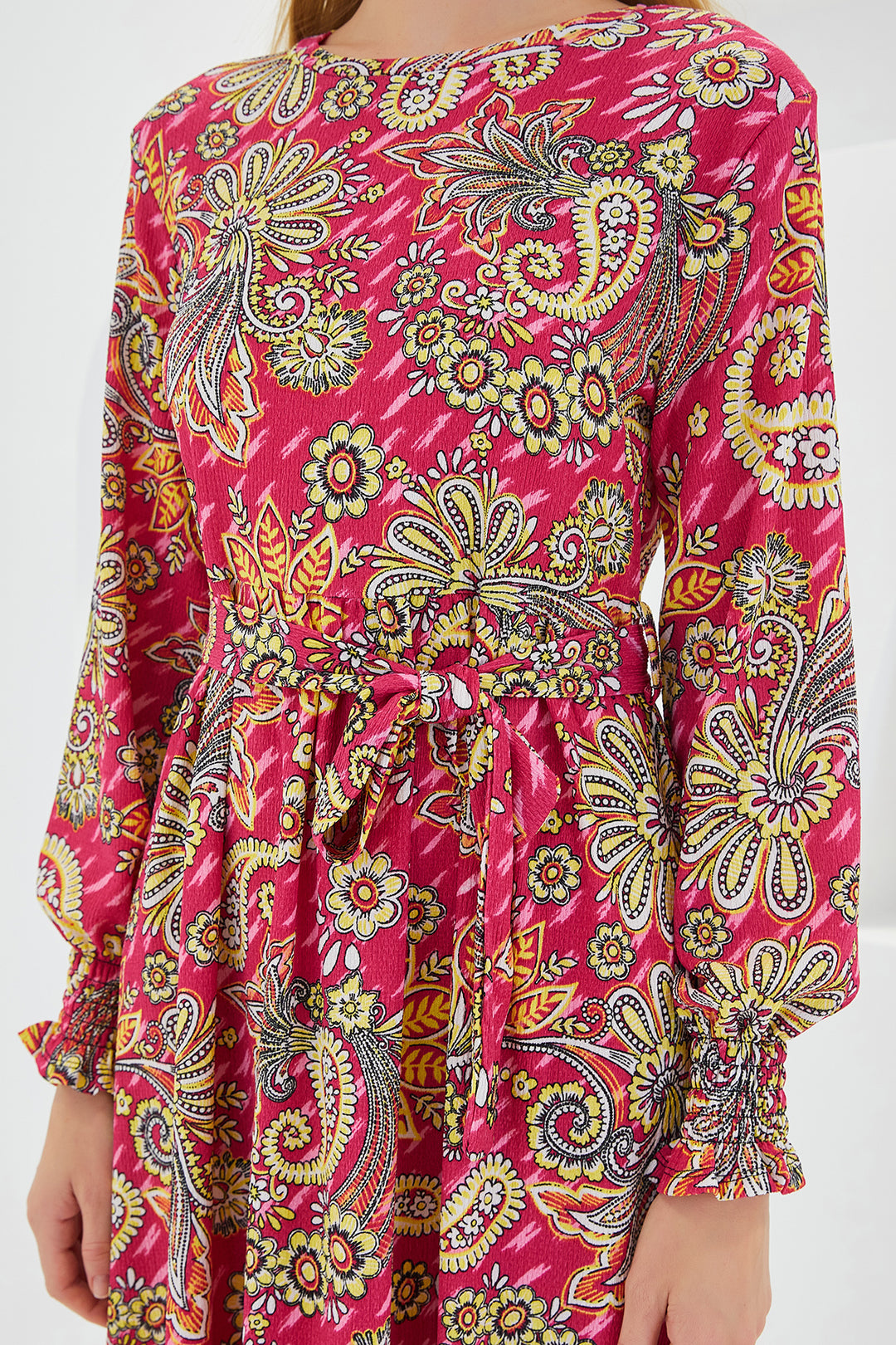 Bigdart Robe de Mode en Tricot à Fleurs Roses Femme 1525 - Foncé Rose