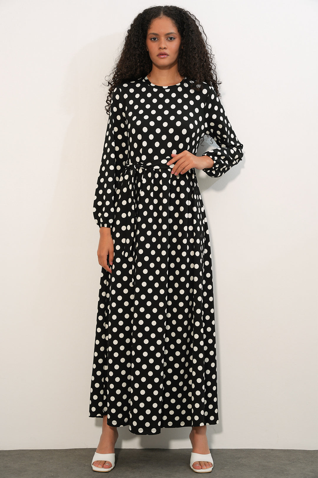 Bigdart 1525 Robe Longue à Pois en Tricot pour Femme - Noir P.