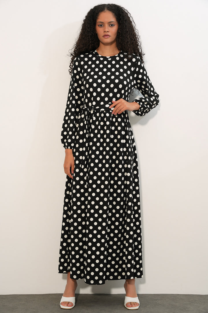 Bigdart 1525 Robe Longue à Pois en Tricot pour Femme - Noir P.