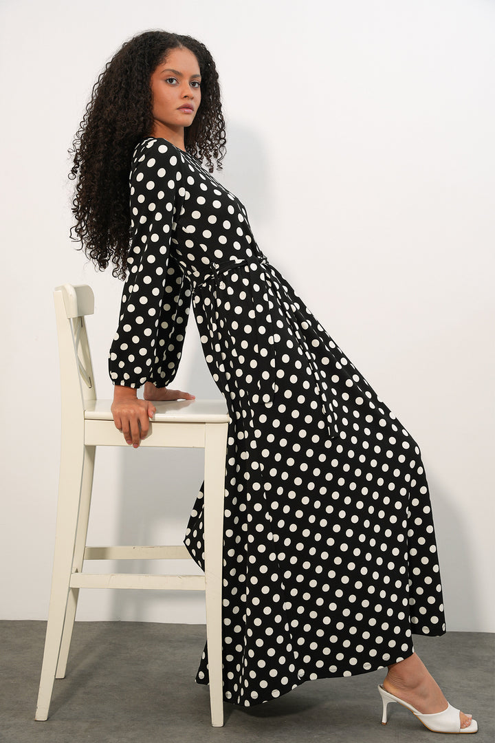 Bigdart 1525 Robe Longue à Pois en Tricot pour Femme - Noir P.