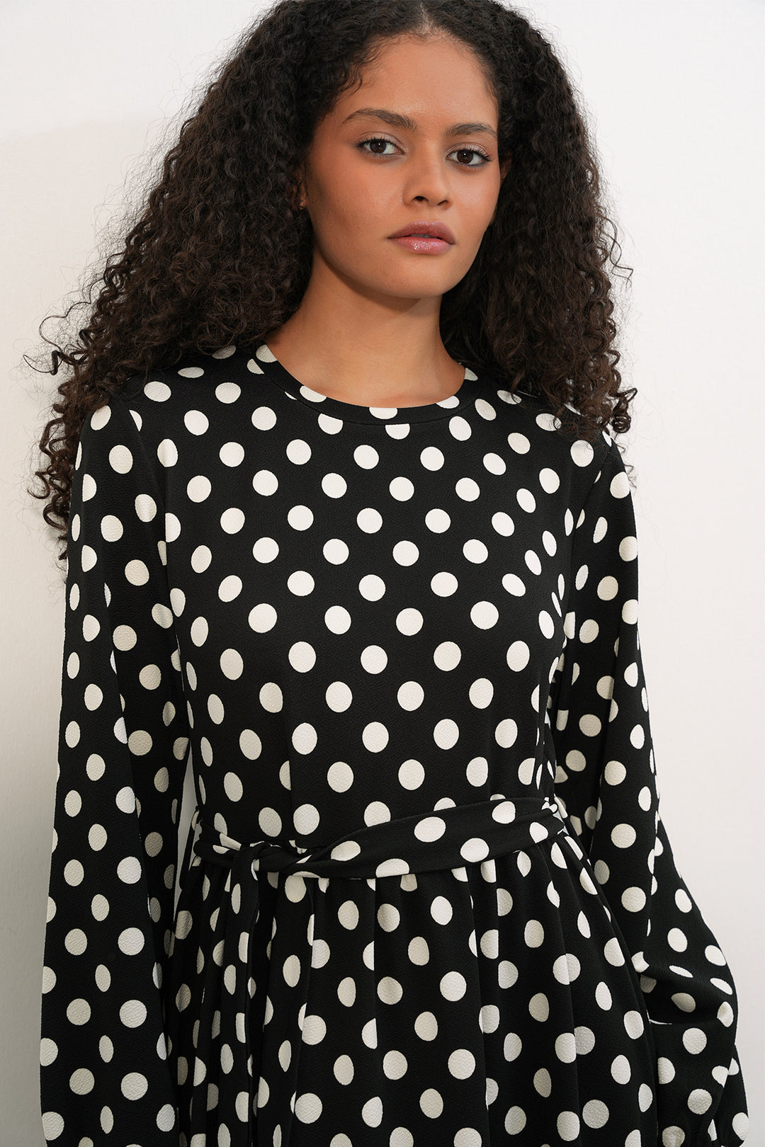 Bigdart 1525 Robe Longue à Pois en Tricot pour Femme - Noir P.
