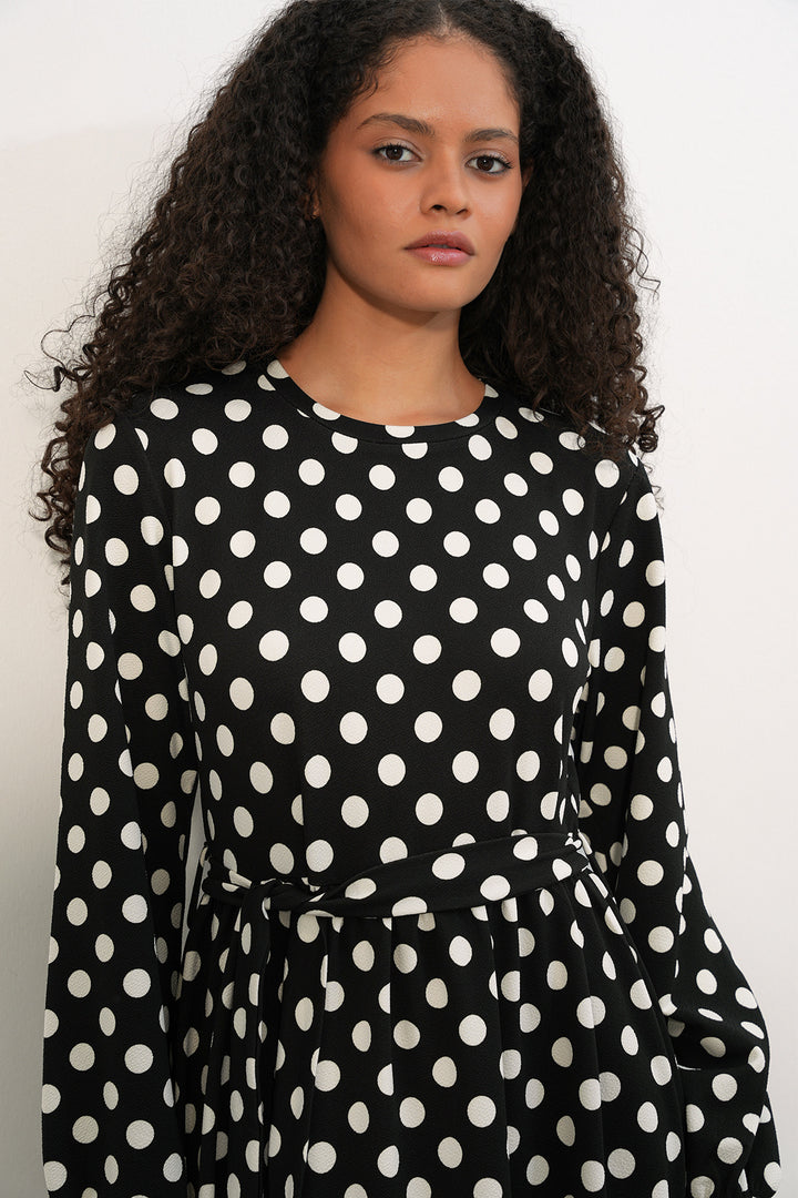 Bigdart 1525 Robe Longue à Pois en Tricot pour Femme - Noir P.