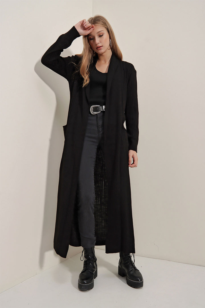 Bigdart Gilet en tricot long 15690 - Noir
