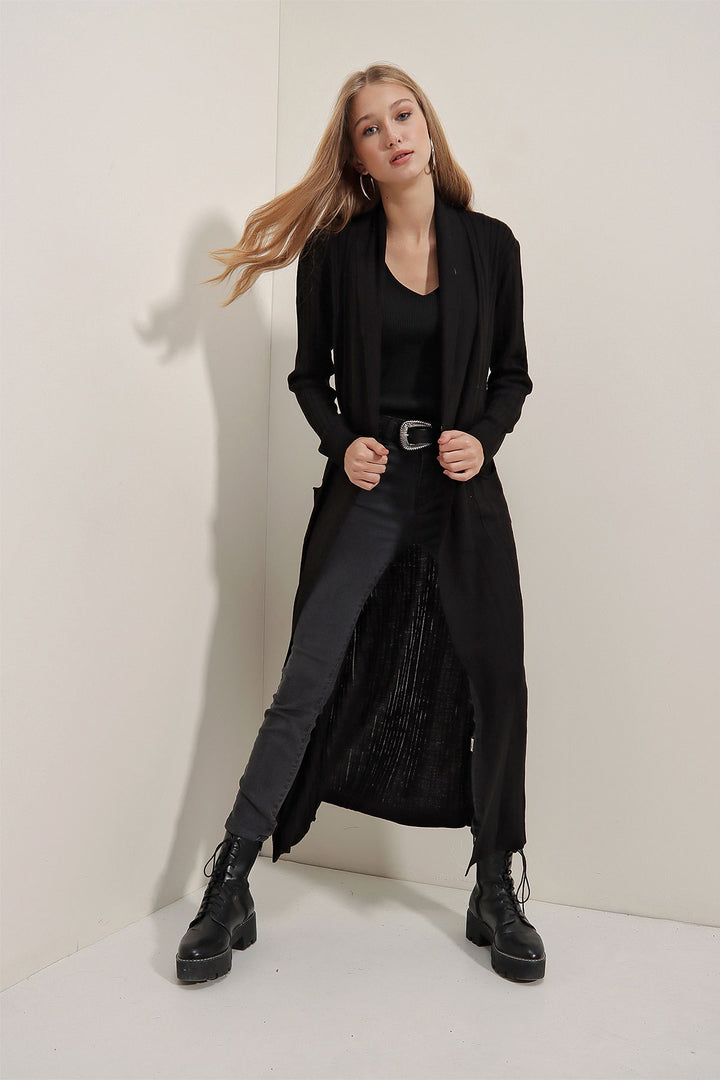 Bigdart Gilet en tricot long 15690 - Noir