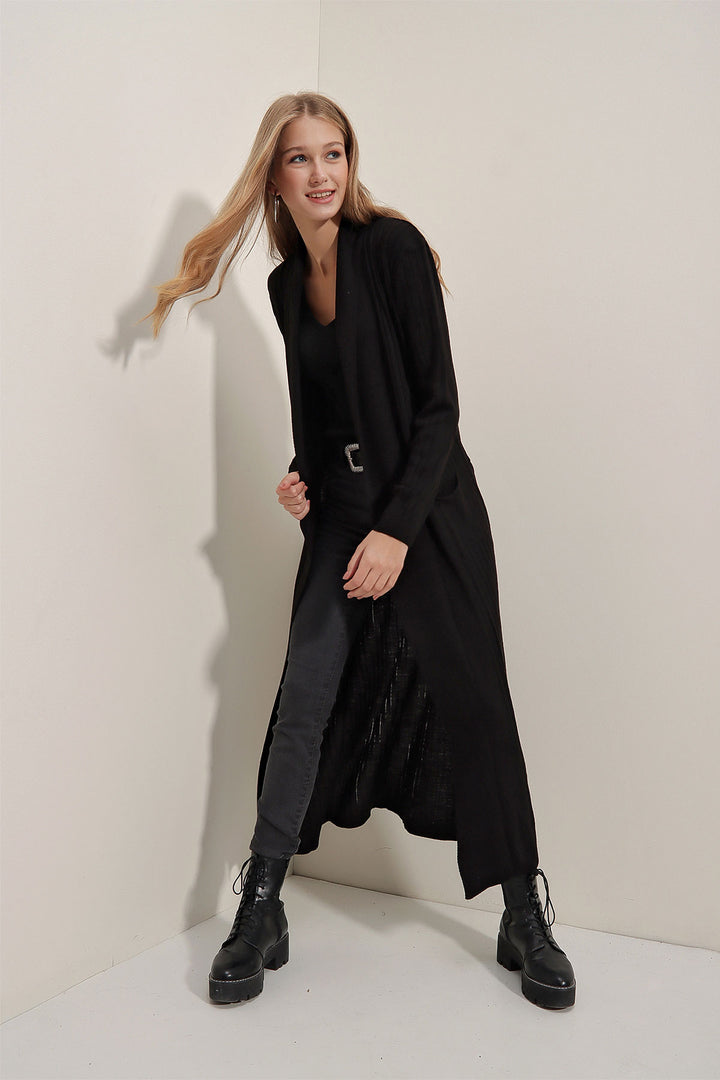 Bigdart Gilet en tricot long 15690 - Noir