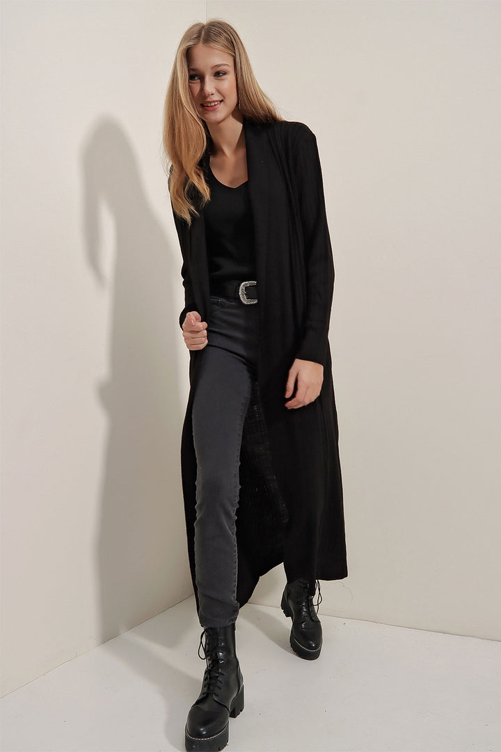 Bigdart Gilet en tricot long 15690 - Noir