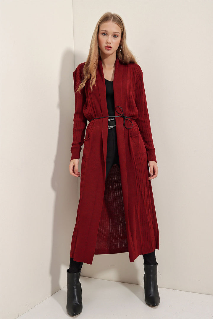 Bigdart Gilet en tricot long 15690 - Bordeaux