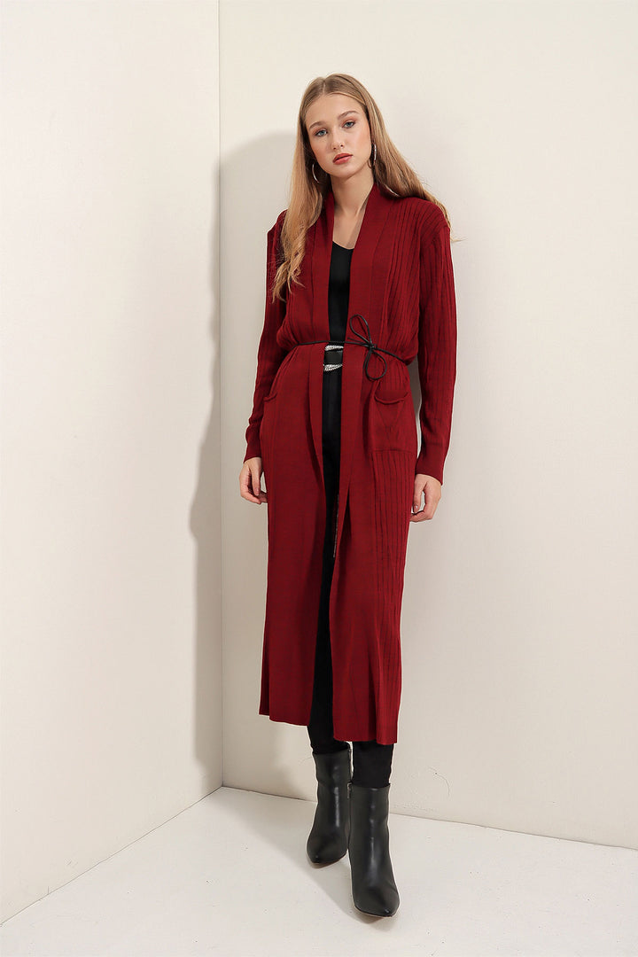 Bigdart Gilet en tricot long 15690 - Bordeaux