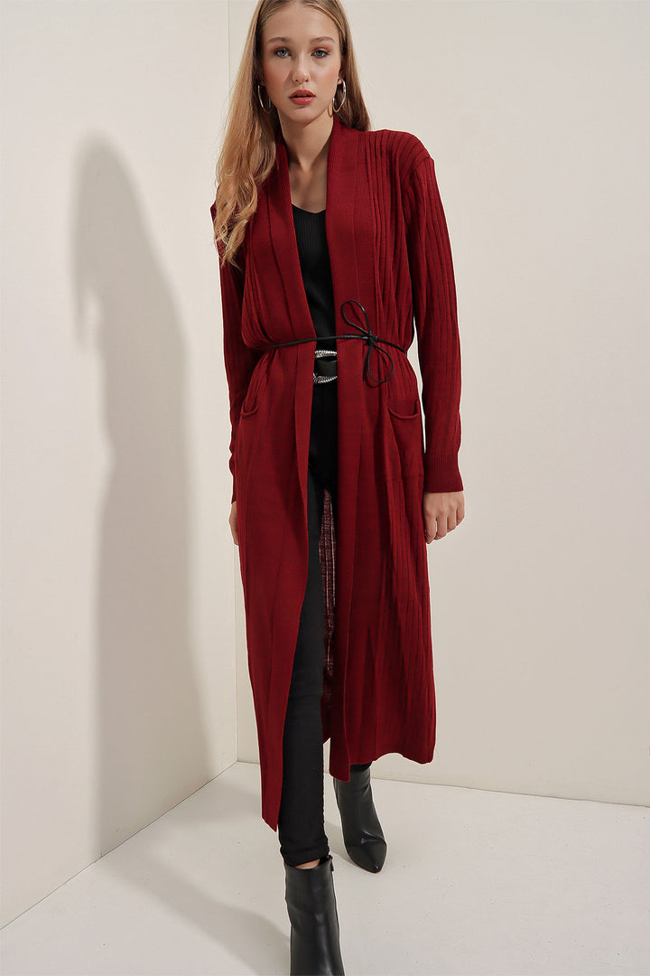 Bigdart Gilet en tricot long 15690 - Bordeaux